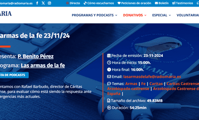 Entrevista al director de Cáritas Castrense en Radio María en su programa Las Armas de la Fe
